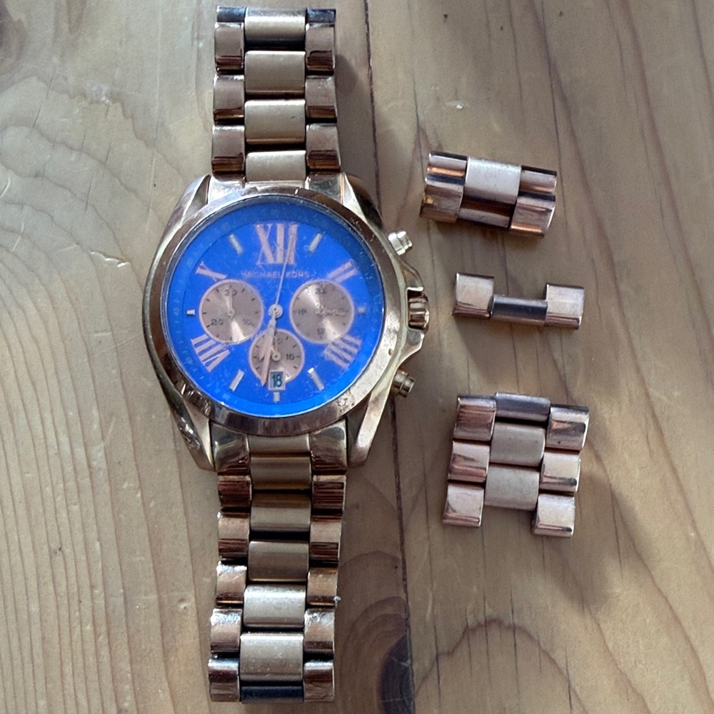 Michael Kors Gold Watch with Blue Dial
